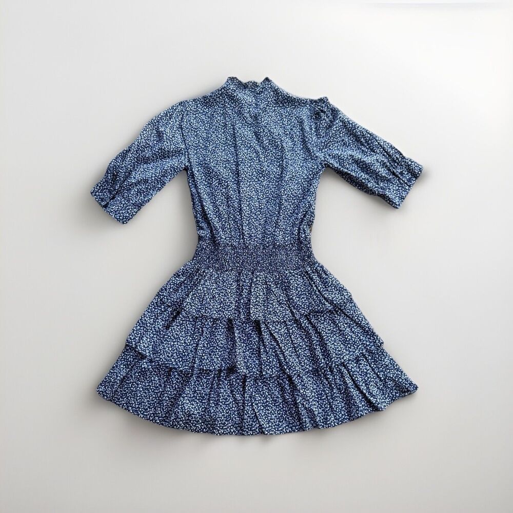 MICHAEL KORS Floral Dress Cotton Lawn Tiered Short Blue Flowers Boho Sz XS - Picture 13 of 16